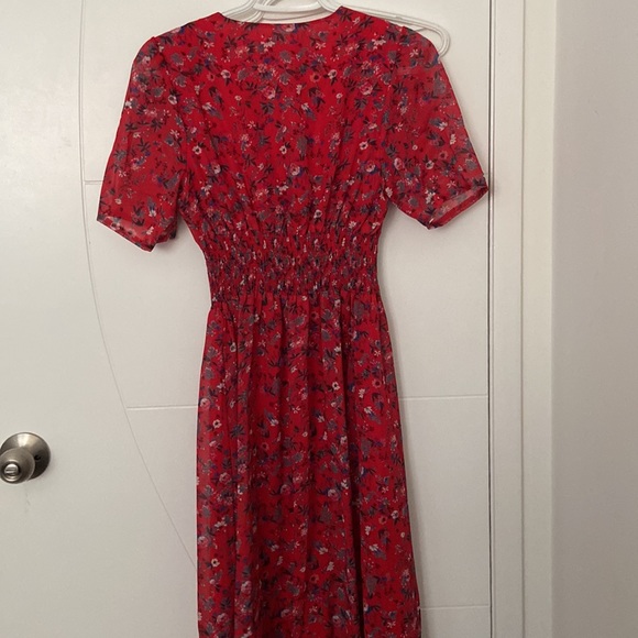 Midi red floral dress - Picture 2 of 3